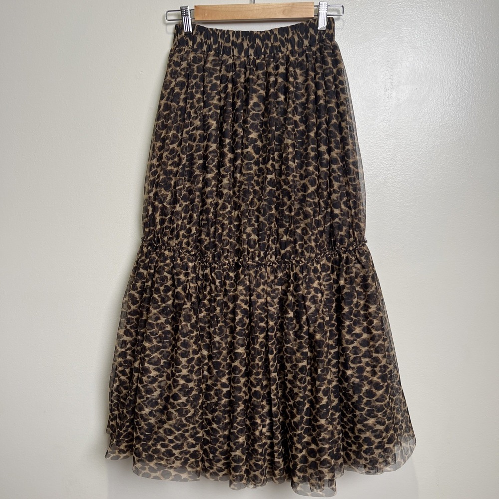 Boden Anna Leopard Print Tiered Tulle Maxi Skirt Size 0 Petite‎ EUC - Picture 6 of 8